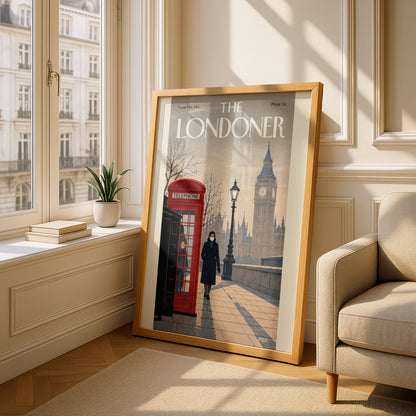 London Lockdown Poster, Vintage Magazine Cover Wall Art, Red Telephone Box Big Ben Art Print