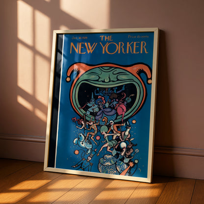 The New Yorker January 1926 Cover Poster, Vintage Jester Carnival Art Print, Blue Wall Art
