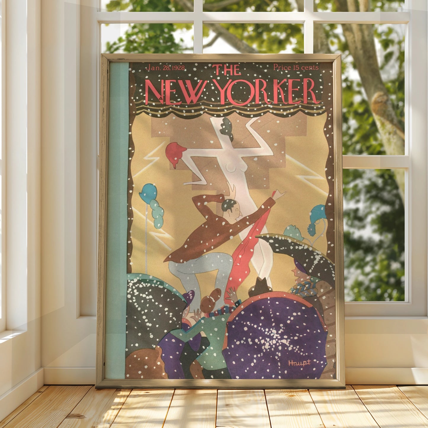 The New Yorker January 1928 Cover Poster, Art Deco Dancing Print, Vintage Wall Art