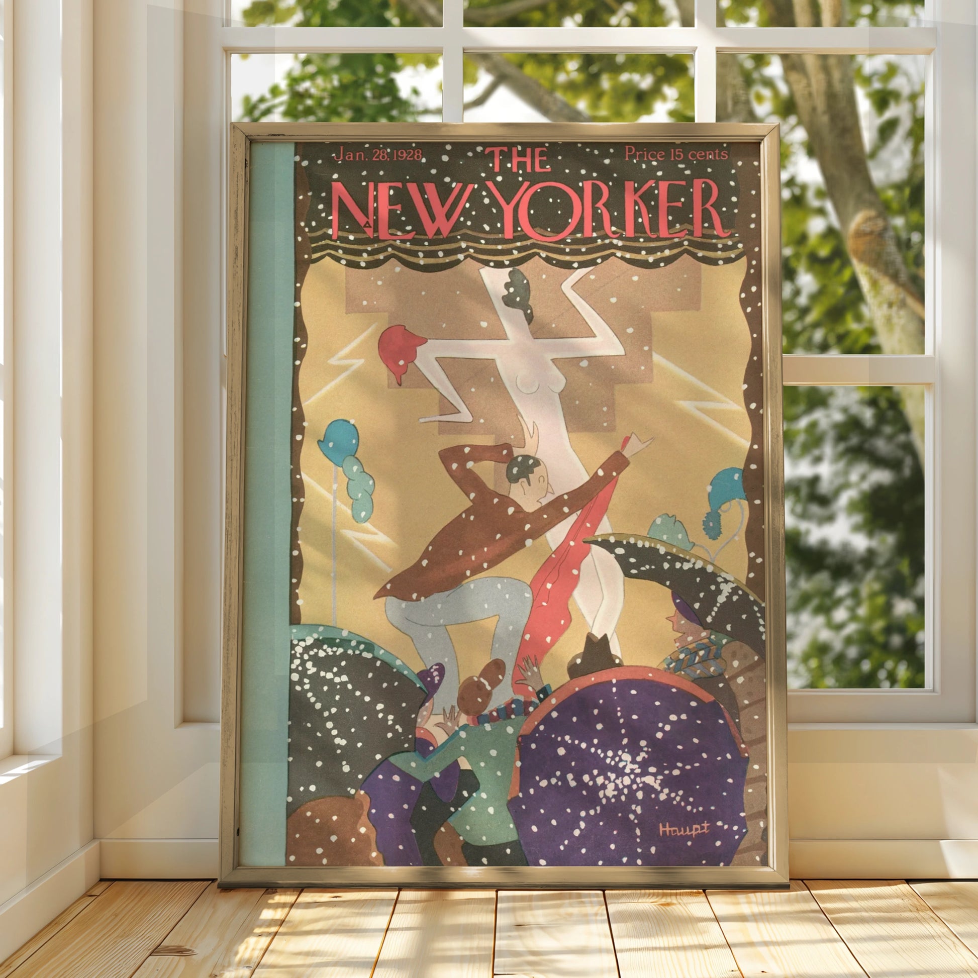 The New Yorker January 1928 Cover Poster, Art Deco Dancing Print, Vintage Wall Art