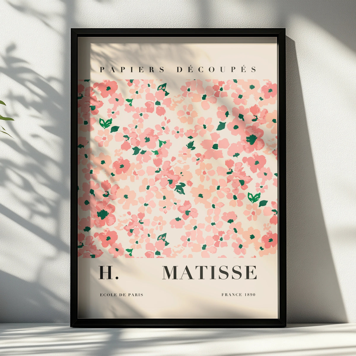 Pink Green Cut Paper Floral Wall Art Print, Colourful Modernist Poster – product image 6