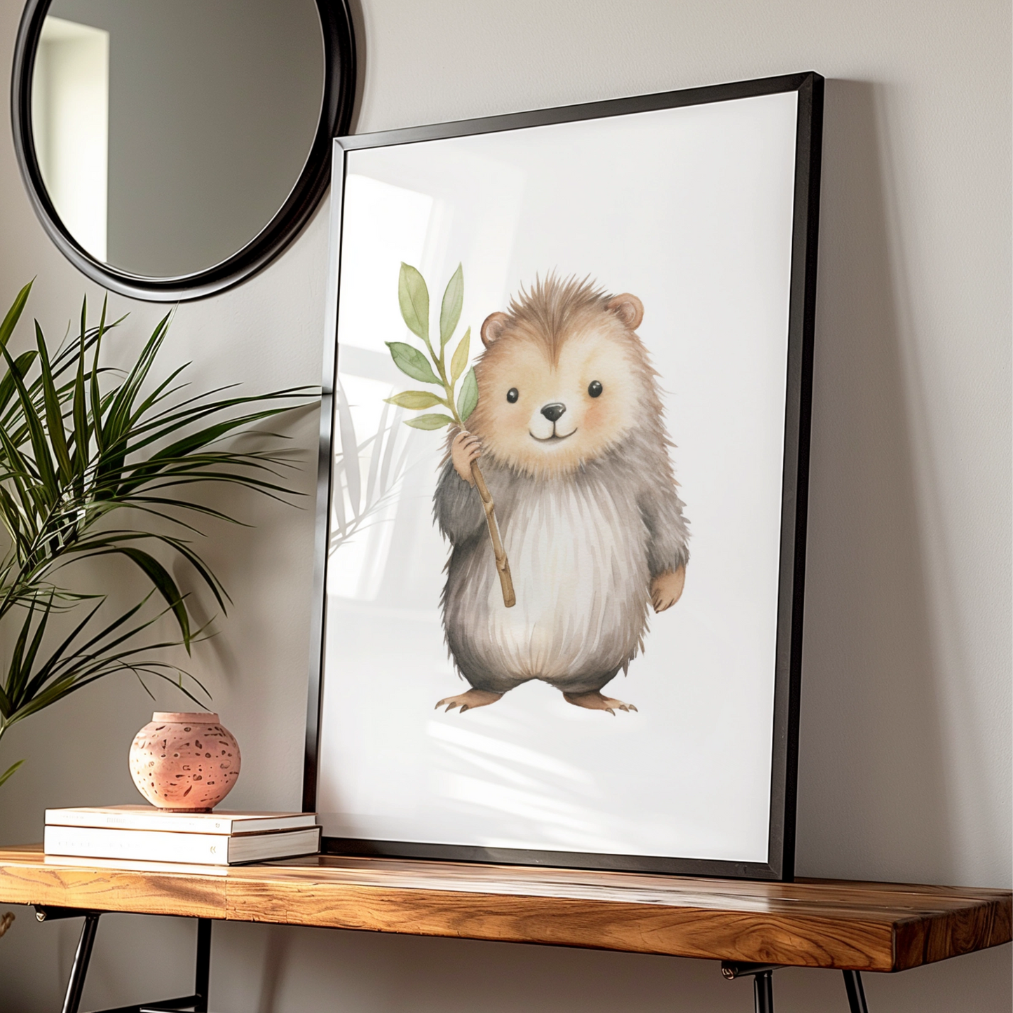 Nursery Wall Art Hedgehog Print, Woodland Animal Poster, Baby Room Watercolour Decor