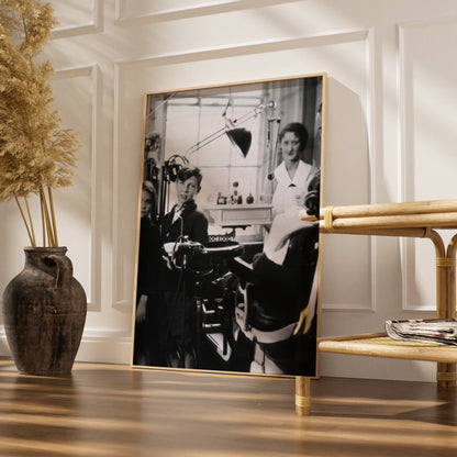 Vintage Dental Surgery Photo Print, 1930s Children Dentist Black White Wall Art Poster