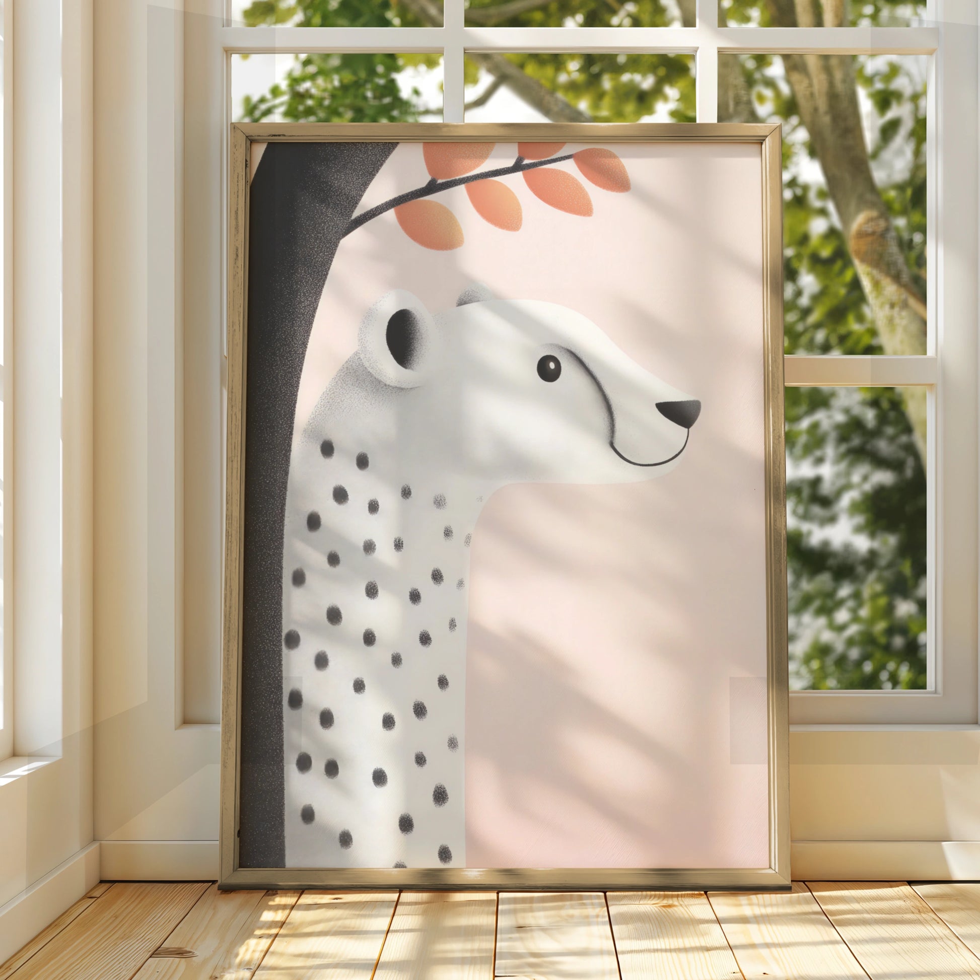 Polar Bear Nursery Wall Art, Cute Bear Print, Baby Girl Room Poster, Pink Nursery Decor