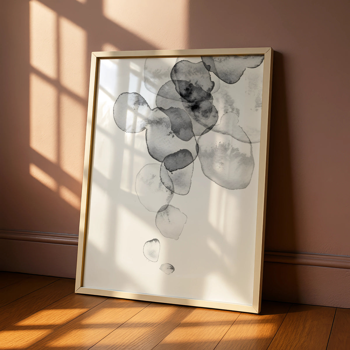 Abstract Watercolour Monochrome Wall Art, Black White Ink Blob Print, Minimalist Neutral Poster