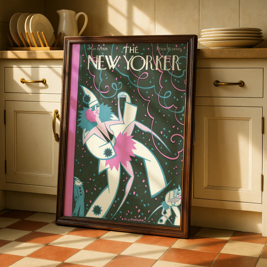 New Yorker 1926 Vintage Cover Poster, Art Deco Clown Carnival Wall Art Print