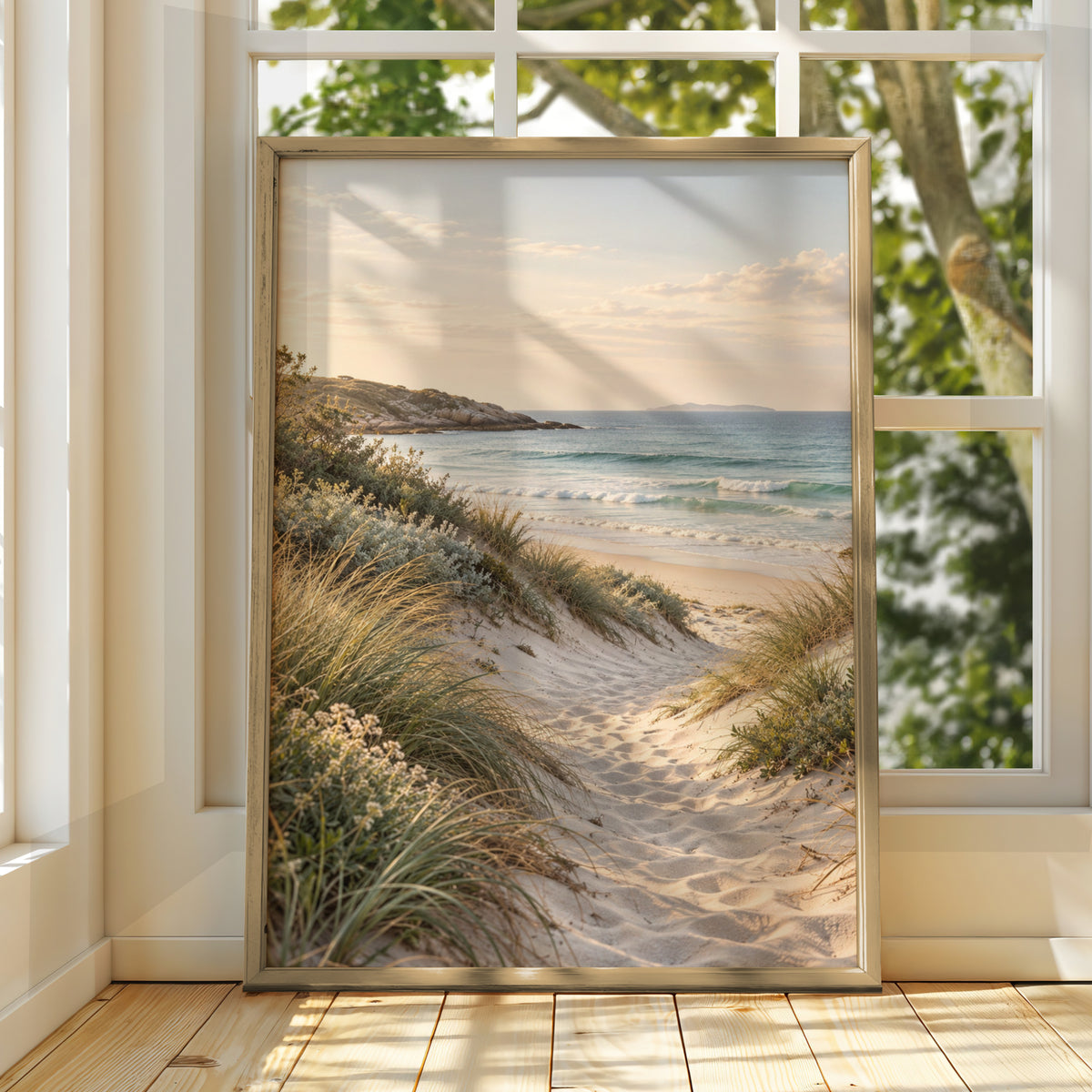 Australian Beach Dunes Print, Coastal Wall Art, Sandy Shore Landscape Poster, Ocean Sea Decor