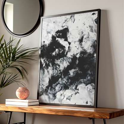 Abstract Ink Wash Monochrome Wall Art, Black and White Poster, Modern Gallery Print — Digital Download