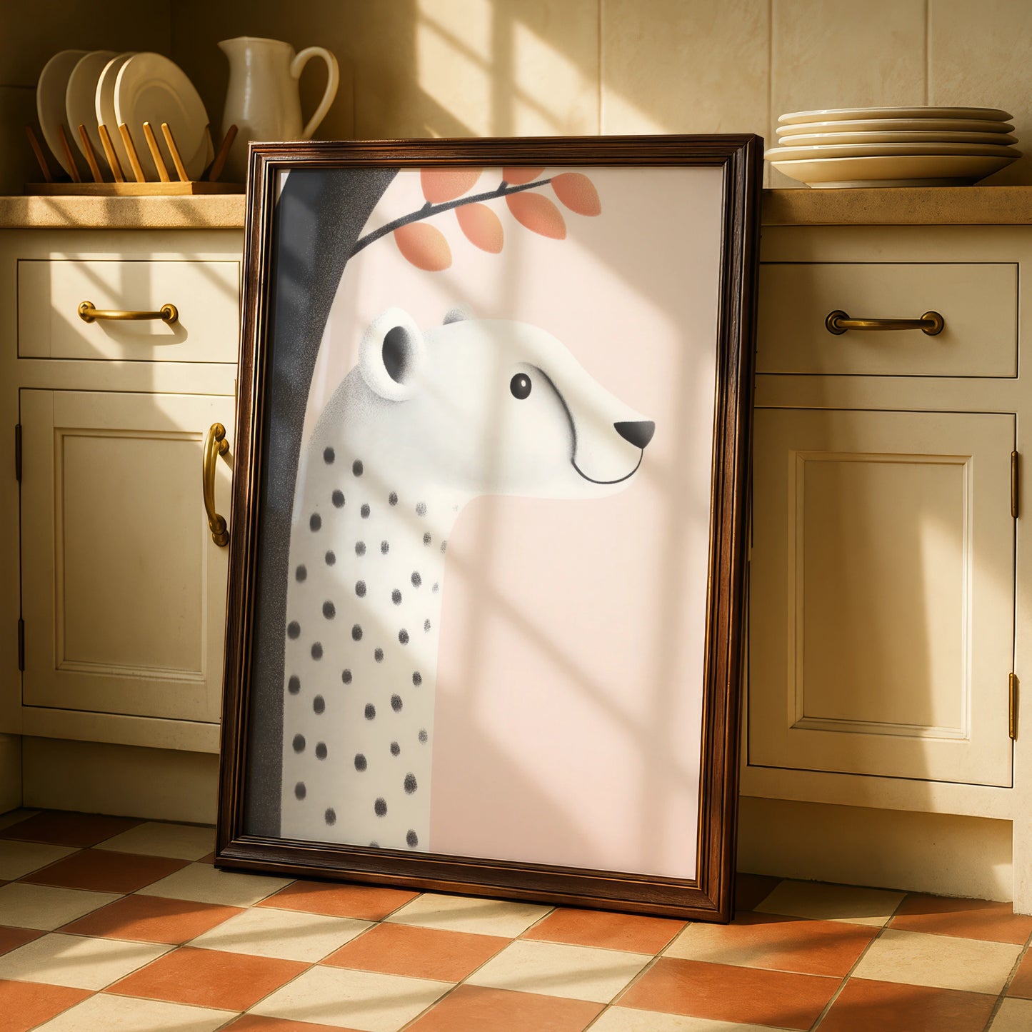 Polar Bear Nursery Wall Art, Cute Bear Print, Baby Girl Room Poster, Pink Nursery Decor