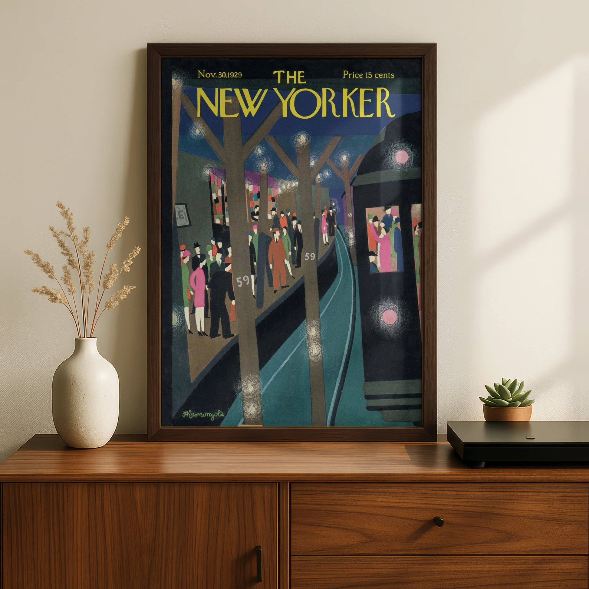 New Yorker 1929 Cover Poster, Vintage NYC Street Scene Art, Art Deco Wall Print