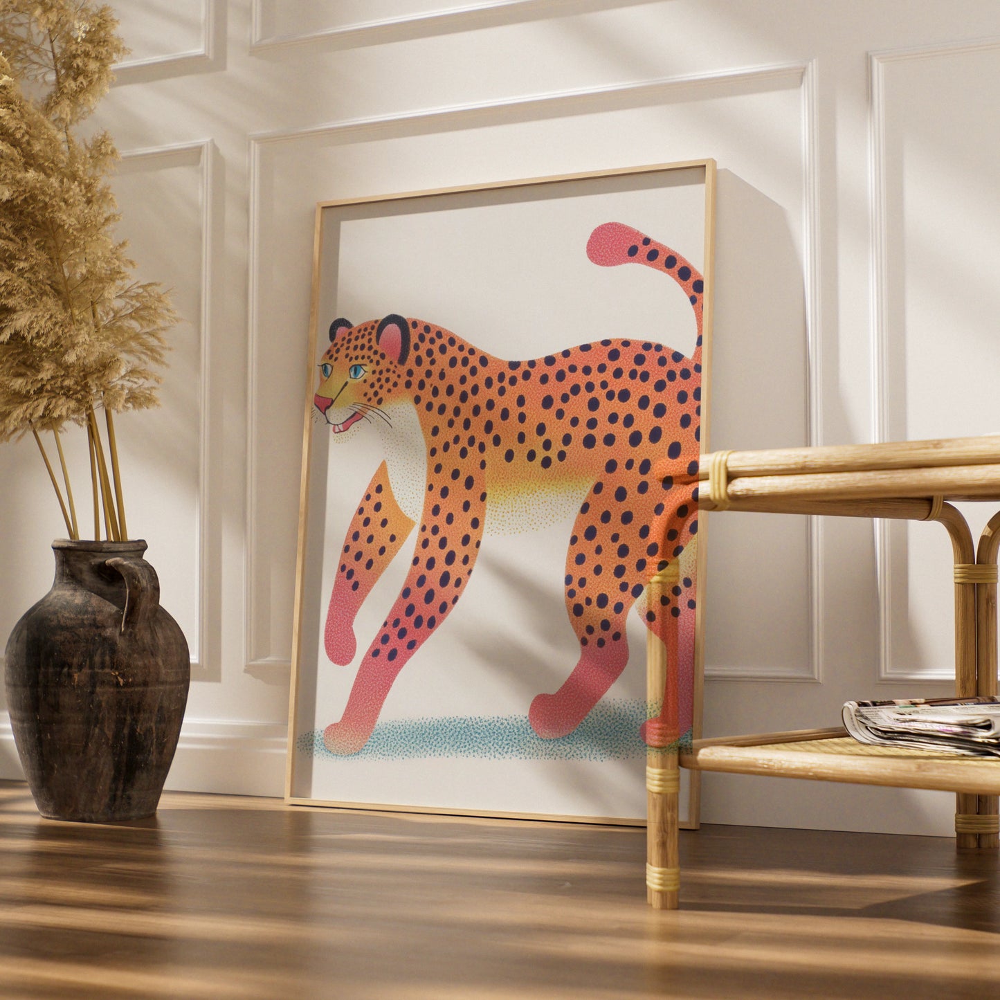 Leopard Nursery Wall Art, Colourful Cheetah Print, Kids Room Poster, Safari Animal Decor