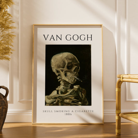 Van Gogh Skull Smoking a Cigarette Wall Art Print | Dark Vintage Poster, Gothic Decor – product image 1