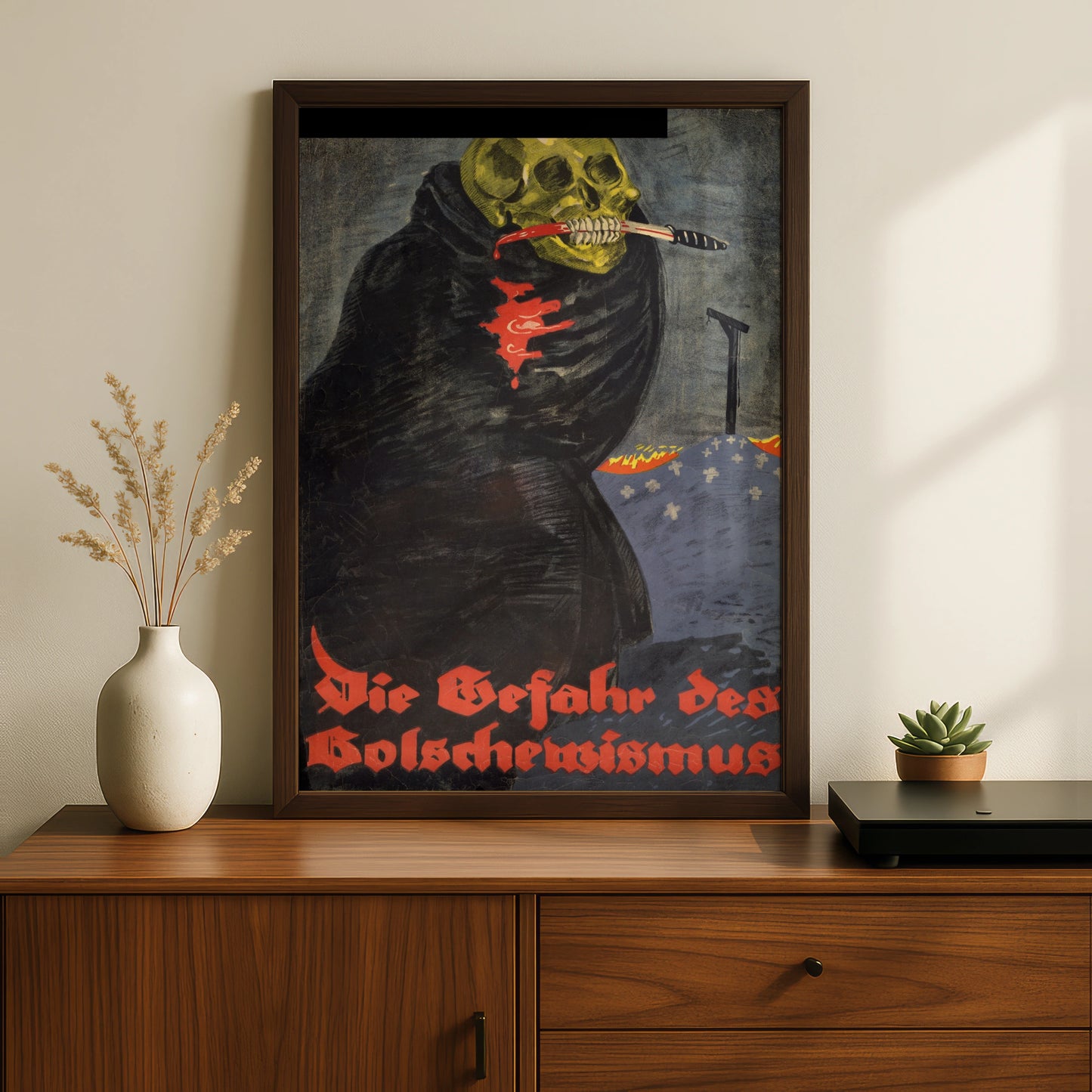 Vintage Skull Halloween Art Print, Dark Gothic Skeleton Poster, Spooky Wall Art