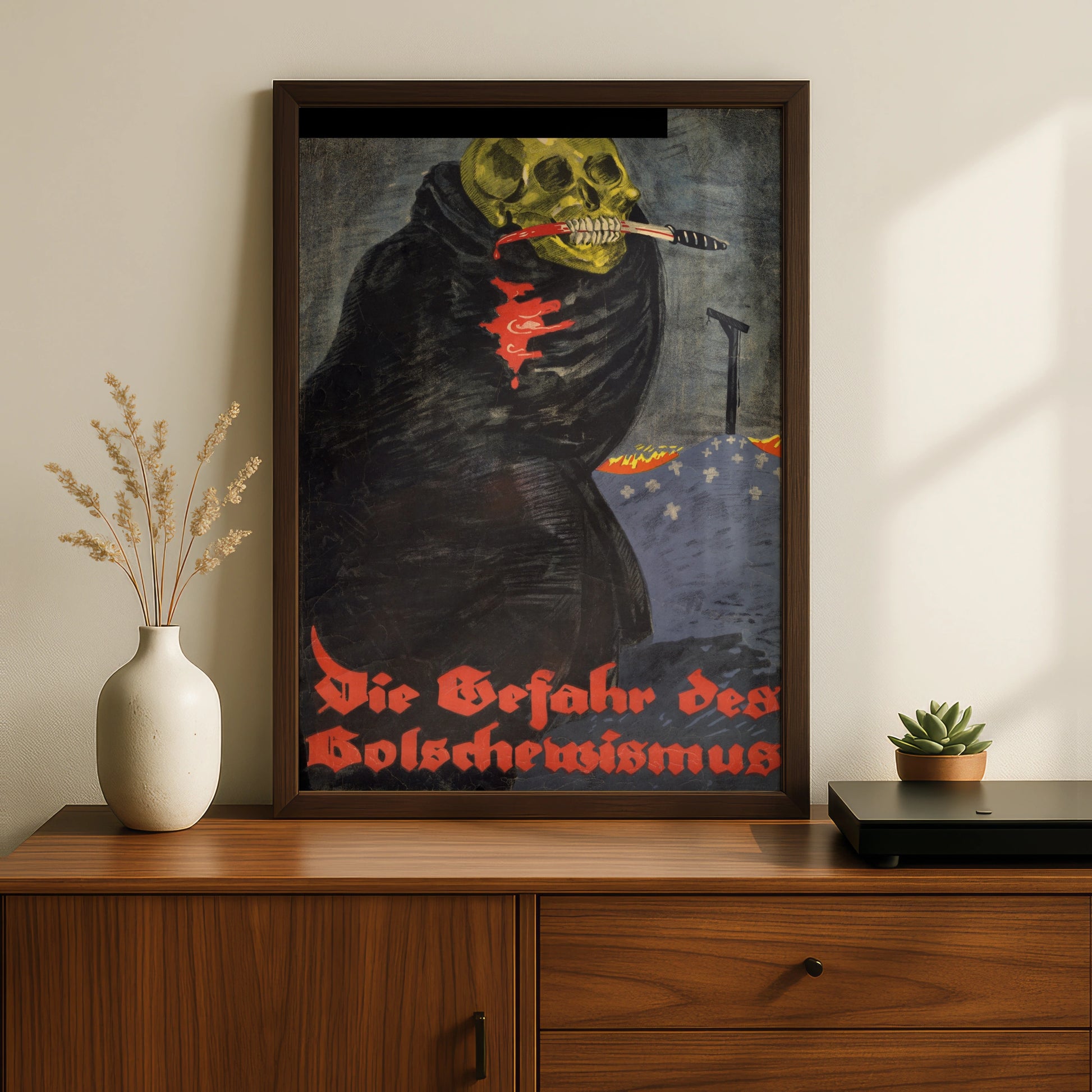 Vintage Skull Halloween Art Print, Dark Gothic Skeleton Poster, Spooky Wall Art