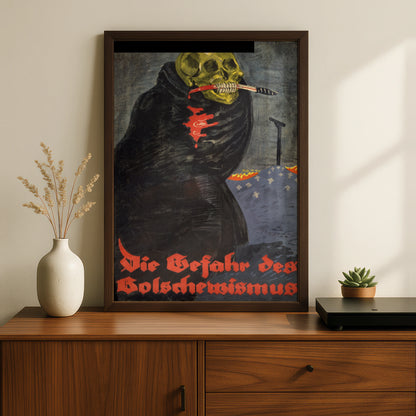 Vintage Skull Halloween Art Print, Dark Gothic Skeleton Poster, Spooky Wall Art