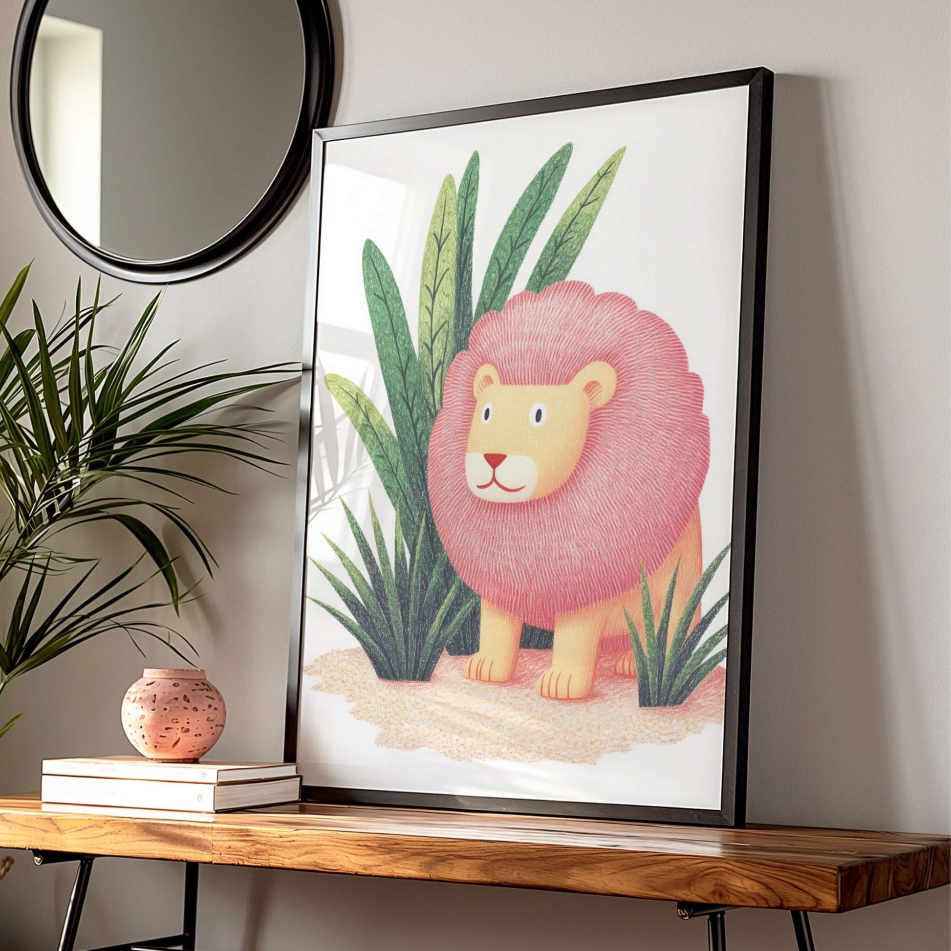 Lion Nursery Wall Art, Cute Safari Animal Print, Baby Room Poster, Kids Jungle Decor