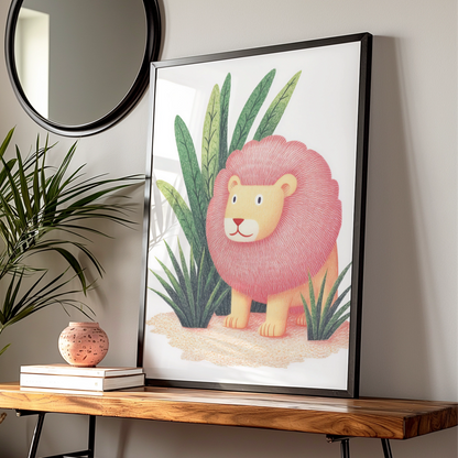 Lion Nursery Wall Art, Cute Safari Animal Print, Baby Room Poster, Kids Jungle Decor