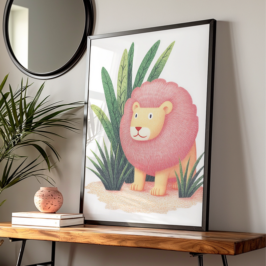 Lion Nursery Wall Art, Cute Safari Animal Print, Baby Room Poster, Kids Jungle Decor