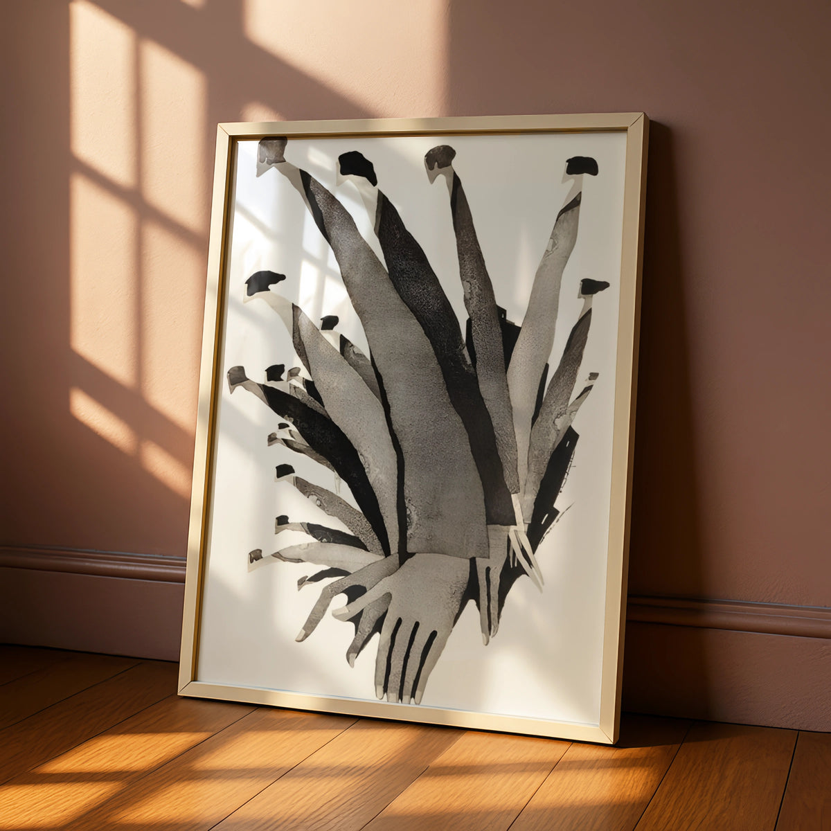Abstract Figures Monochrome Wall Art, Black and White Collage Print, Modern Gallery Poster