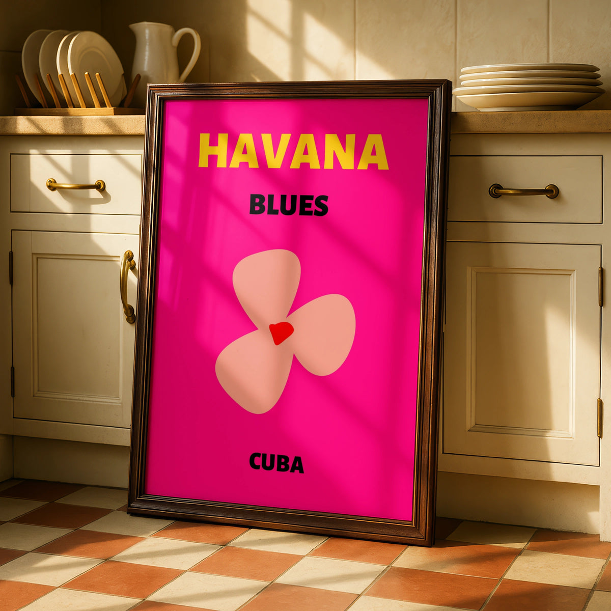 Havana Cuba Travel Poster, Retro Wall Art, Bold Floral Print, Caribbean Decor
