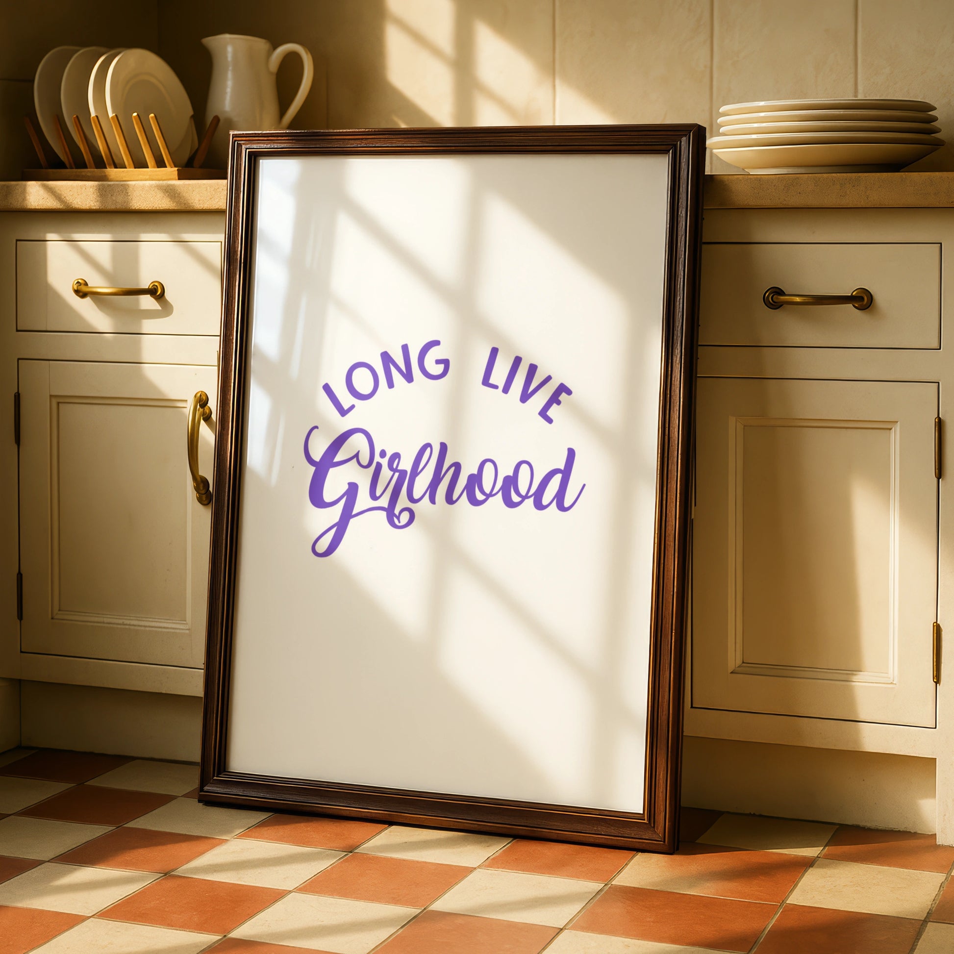 Long Live Girlhood Nursery Wall Art, Girls Room Poster, Purple Quote Print