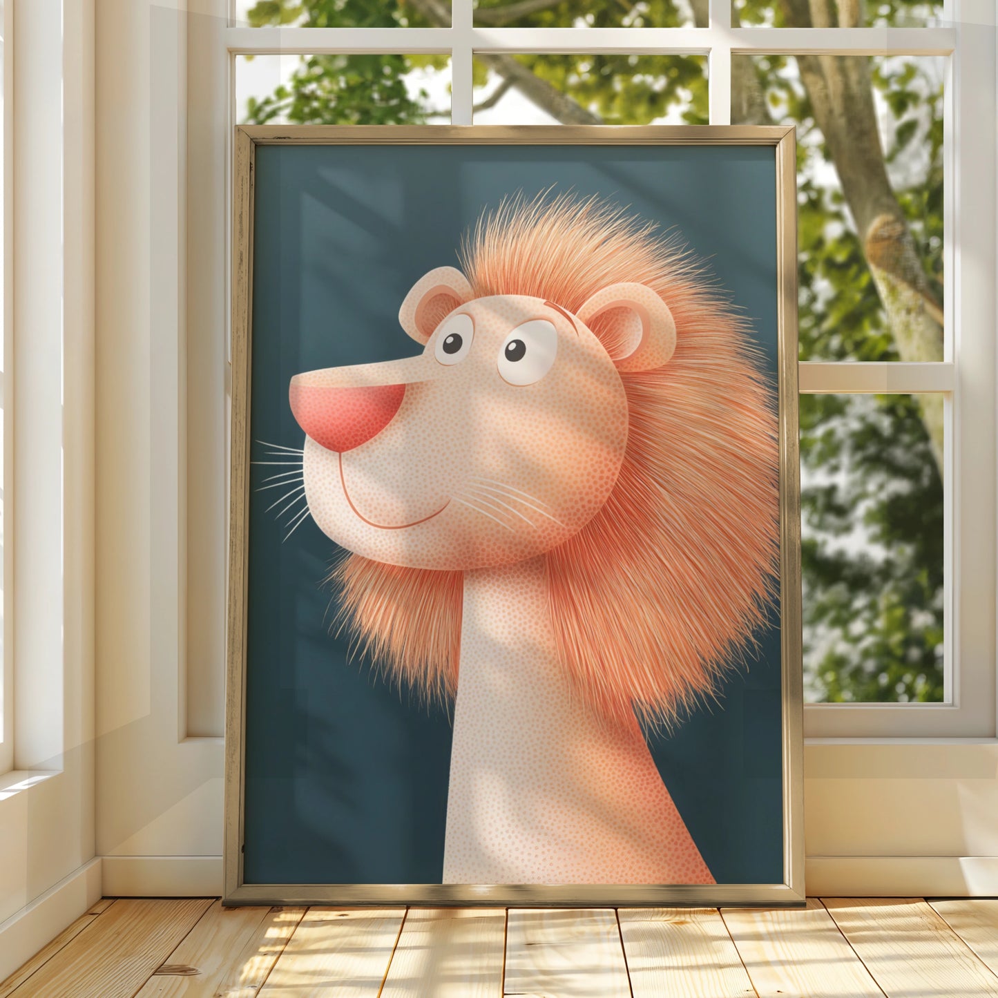 Lion Nursery Wall Art, Cute Lion Print, Baby Boy Room Poster, Kids Animal Decor