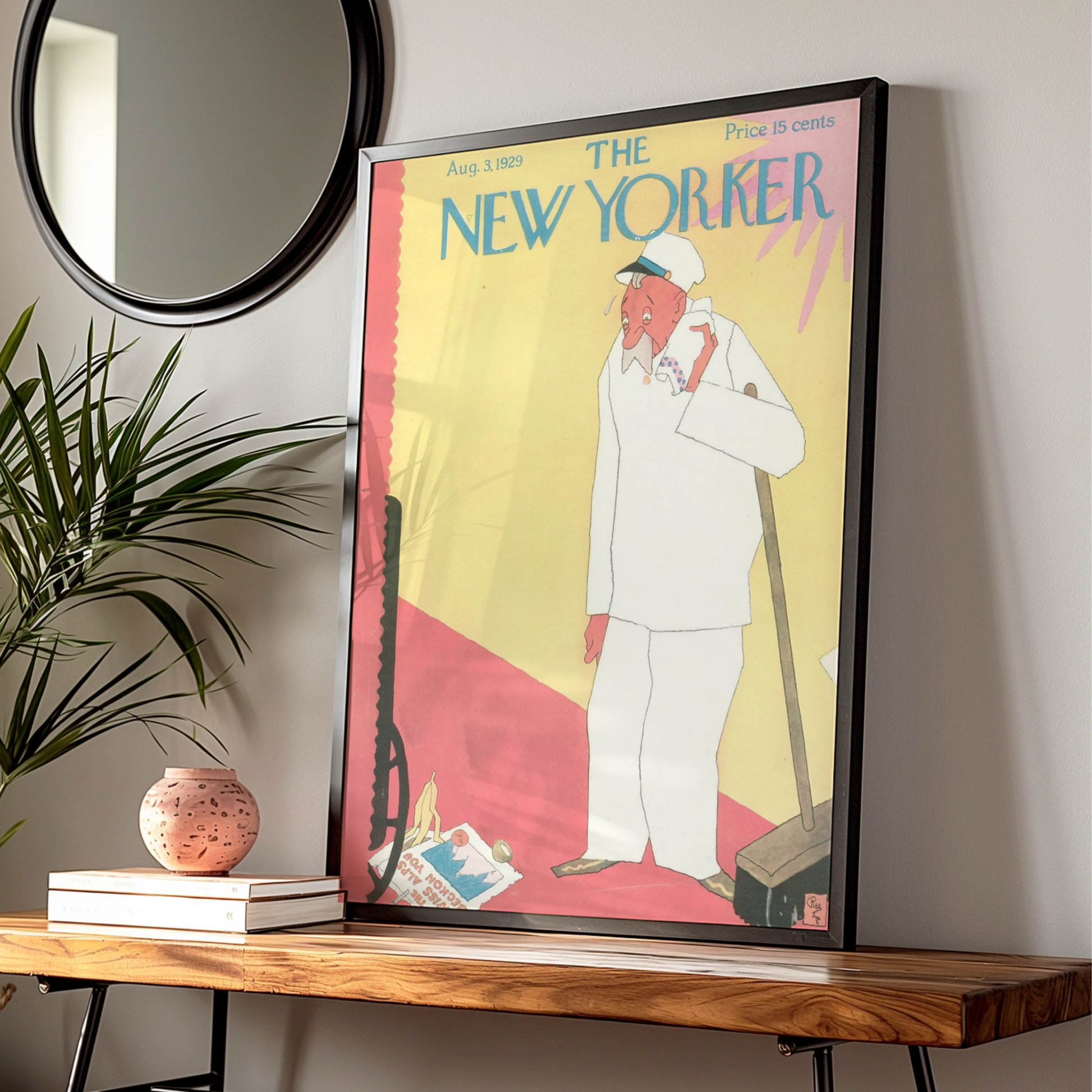 The New Yorker August 1929 Cover Poster, Vintage Janitor Art Print, Retro Wall Art