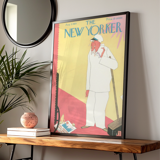 The New Yorker August 1929 Cover Poster, Vintage Janitor Art Print, Retro Wall Art