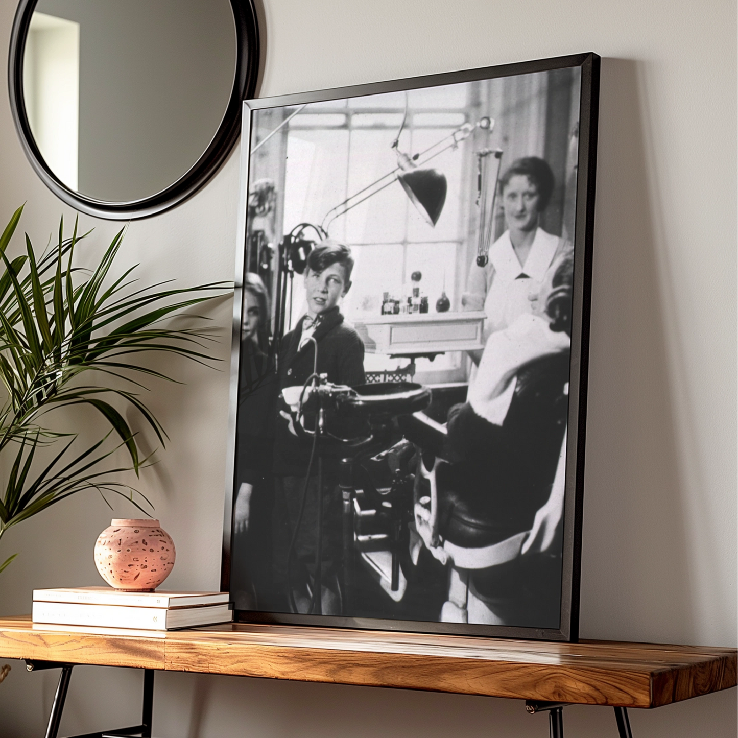 Vintage Dental Surgery Photo Print, 1930s Children Dentist Black White Wall Art Poster