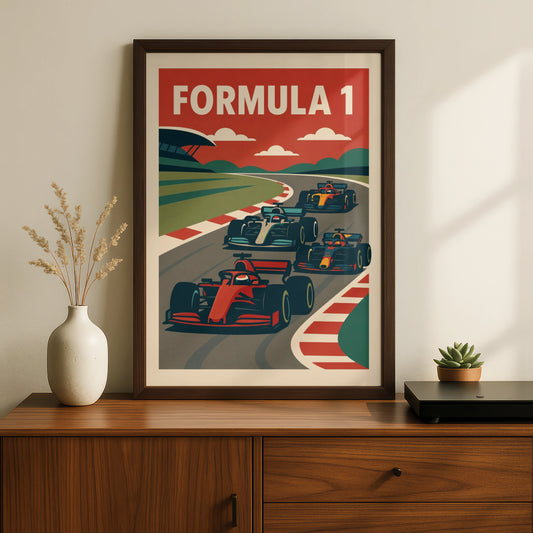 Open-wheel motorsport wall art retro racing print