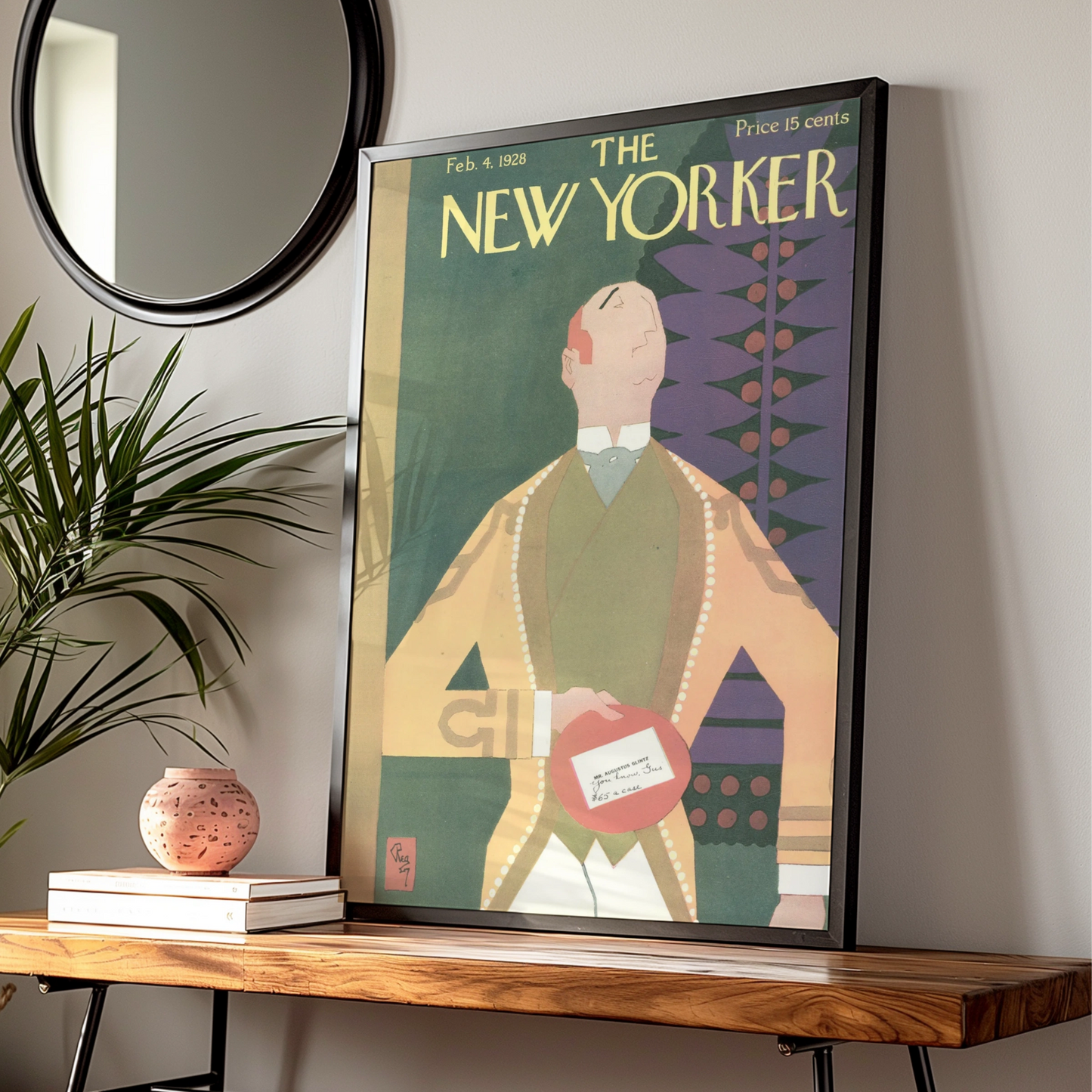 New Yorker Cover February 1928 Vintage Art Poster, Art Deco Wall Art Print