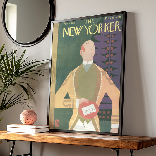 New Yorker Cover February 1928 Vintage Art Poster, Art Deco Wall Art Print