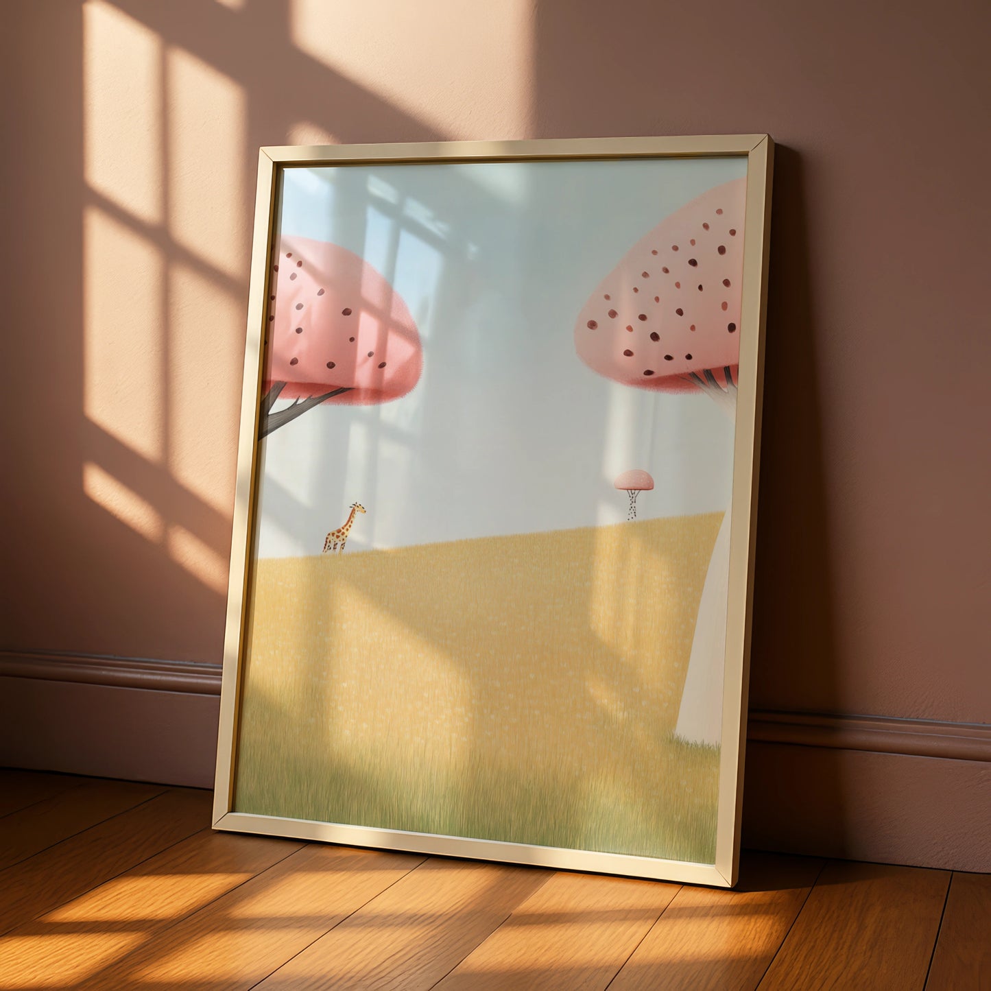 Giraffe Nursery Wall Art, Pastel Safari Print, Kids Room Poster, Baby Animal Decor