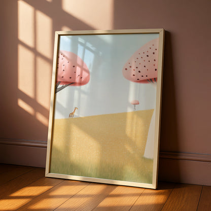 Giraffe Nursery Wall Art, Pastel Safari Print, Kids Room Poster, Baby Animal Decor