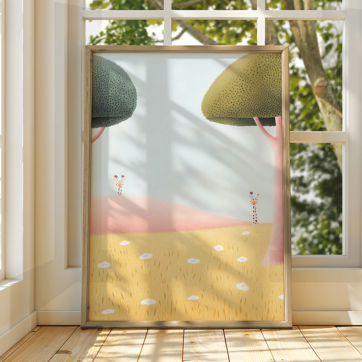 Giraffe Nursery Wall Art, Cute Safari Print, Baby Animal Poster, Kids Room Decor
