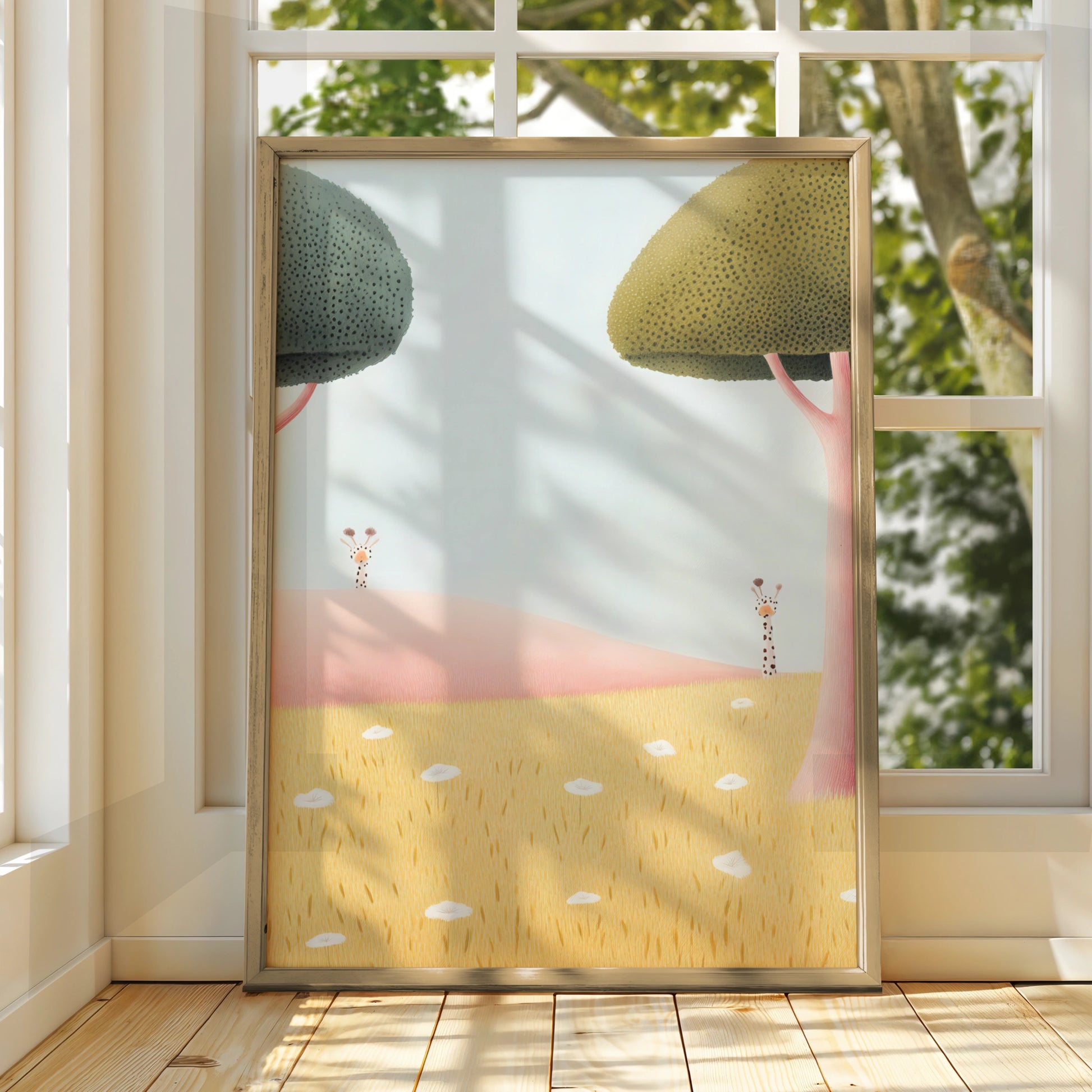 Giraffe Nursery Wall Art, Cute Safari Print, Baby Animal Poster, Kids Room Decor
