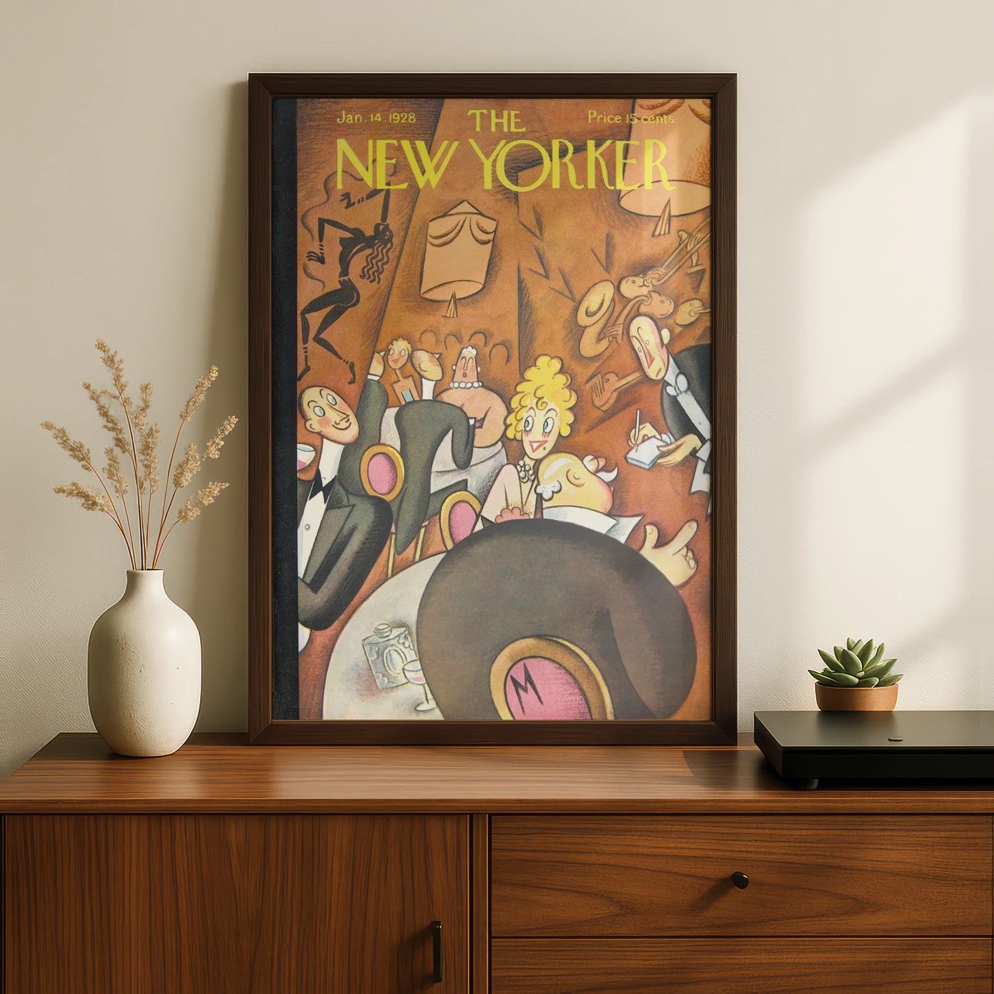 The New Yorker January 1928 Cover Art Poster, Vintage Jazz Club Wall Print