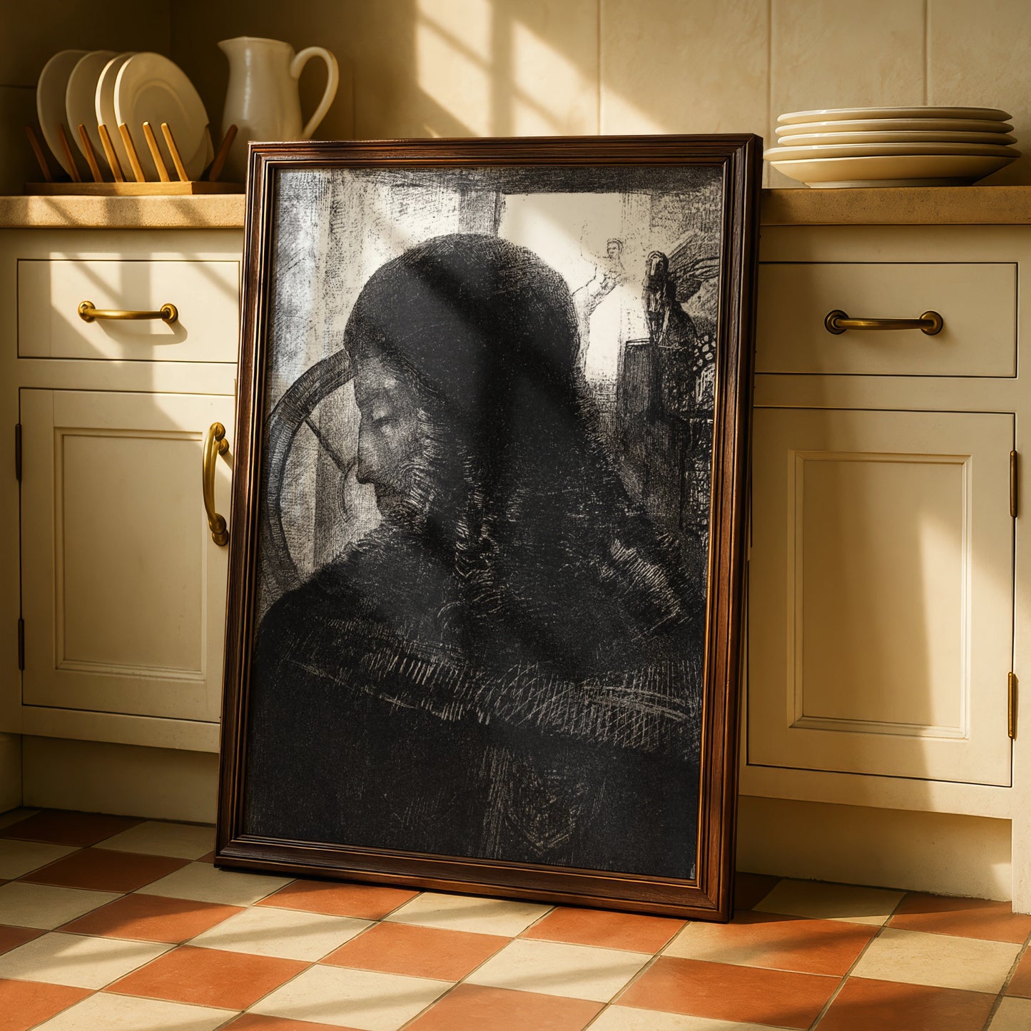 Halloween Dark Gothic Portrait Poster, Occult Figure Wall Art, Spooky Black Print