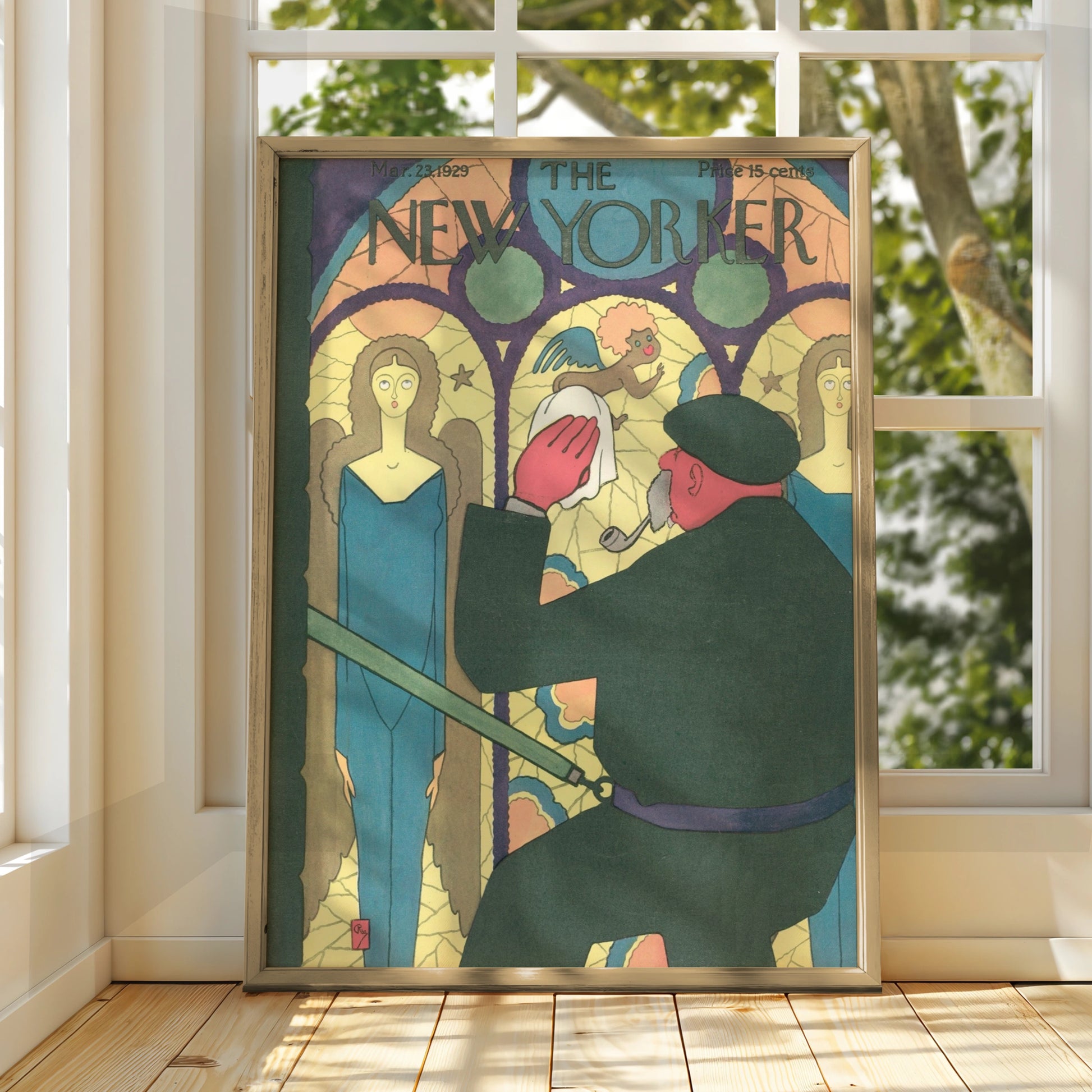 New Yorker Cover March 1929 Poster, Stained Glass Angels Art, Vintage Magazine Wall Art