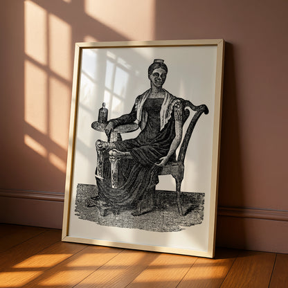 Halloween Gothic Skeleton Poster, Vintage Macabre Wall Art, Spooky Horror Print