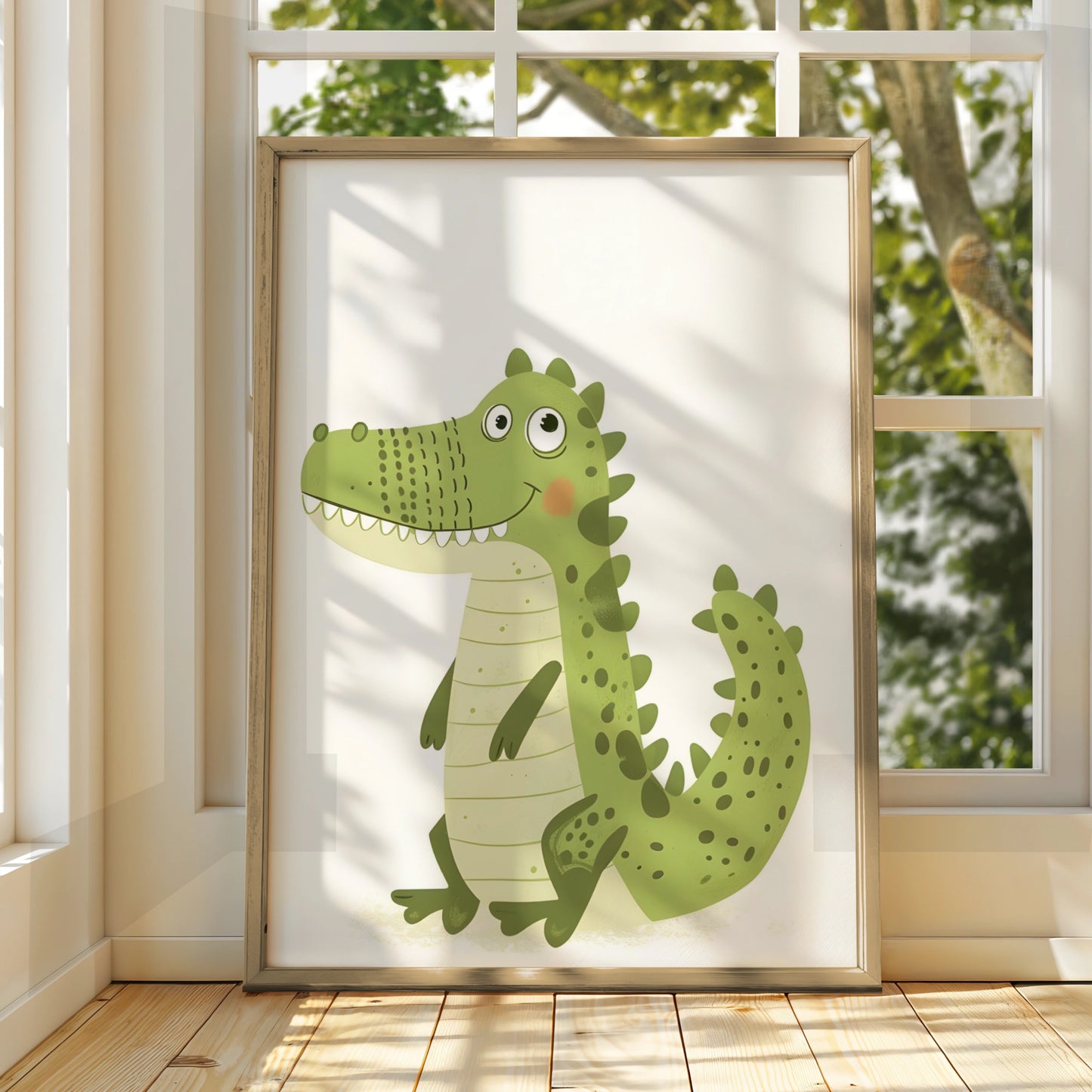 Cute Crocodile Nursery Wall Art, Green Baby Animal Poster, Kids Room Print