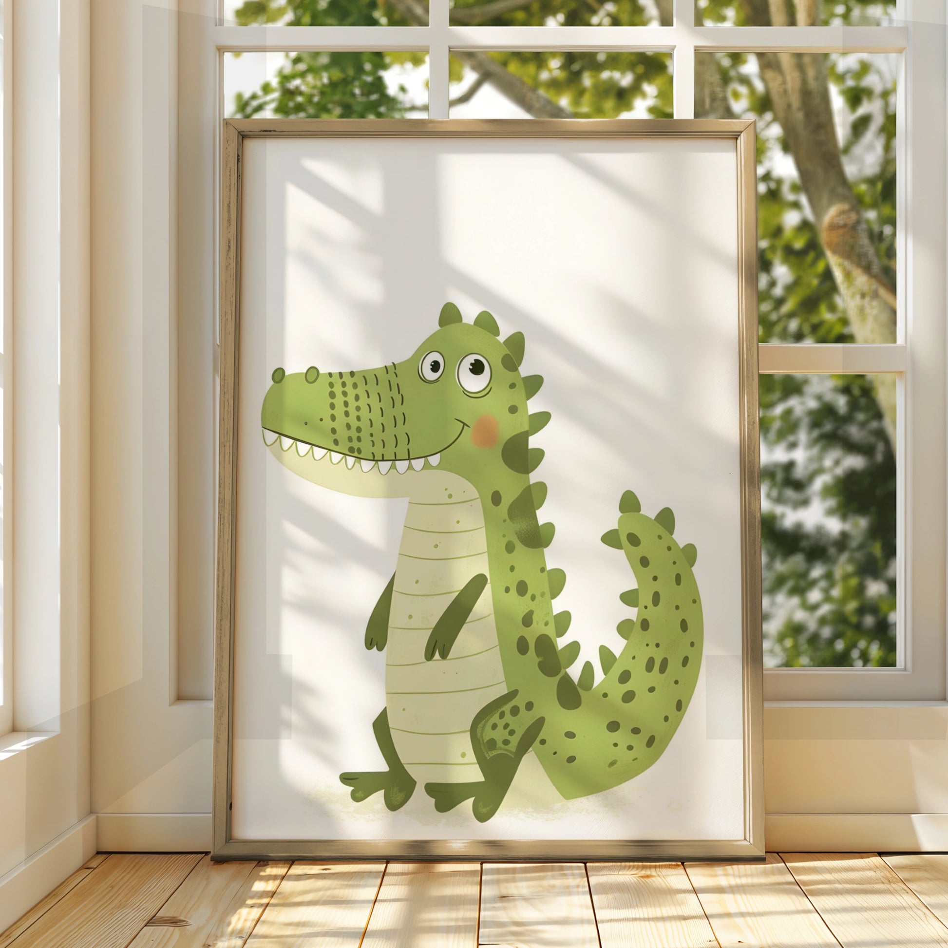 Cute Crocodile Nursery Wall Art, Green Baby Animal Poster, Kids Room Print
