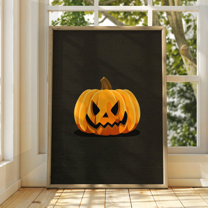 Halloween Pumpkin Jack O Lantern Poster, Spooky Orange Wall Art, Dark Halloween Decor Print