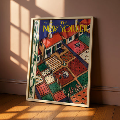 New Yorker 1927 Garden Cover Poster, Vintage Kitchen Wall Art, Retro Spring Print