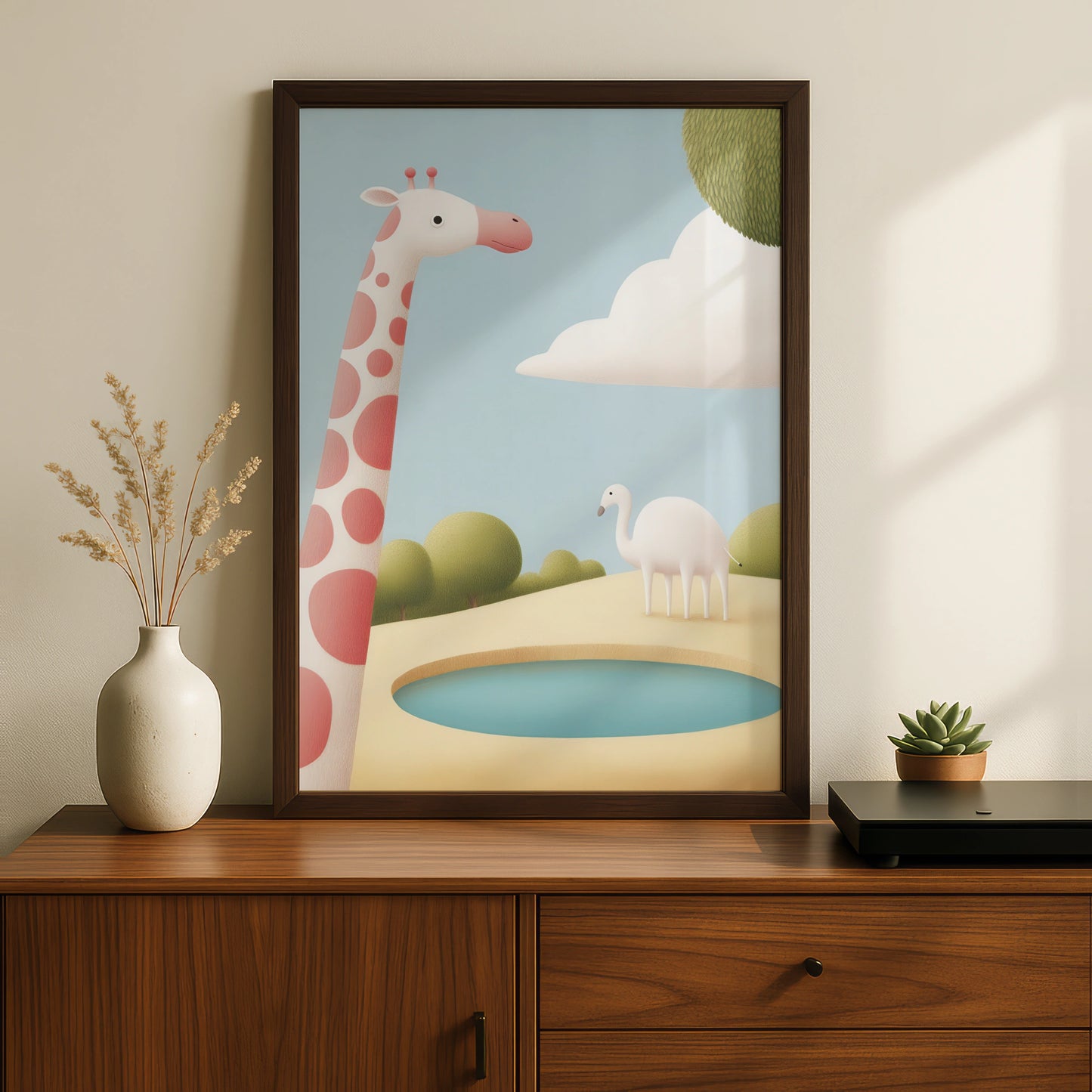 Giraffe Nursery Wall Art, Cute Animal Print, Pastel Baby Room Poster, Kids Decor