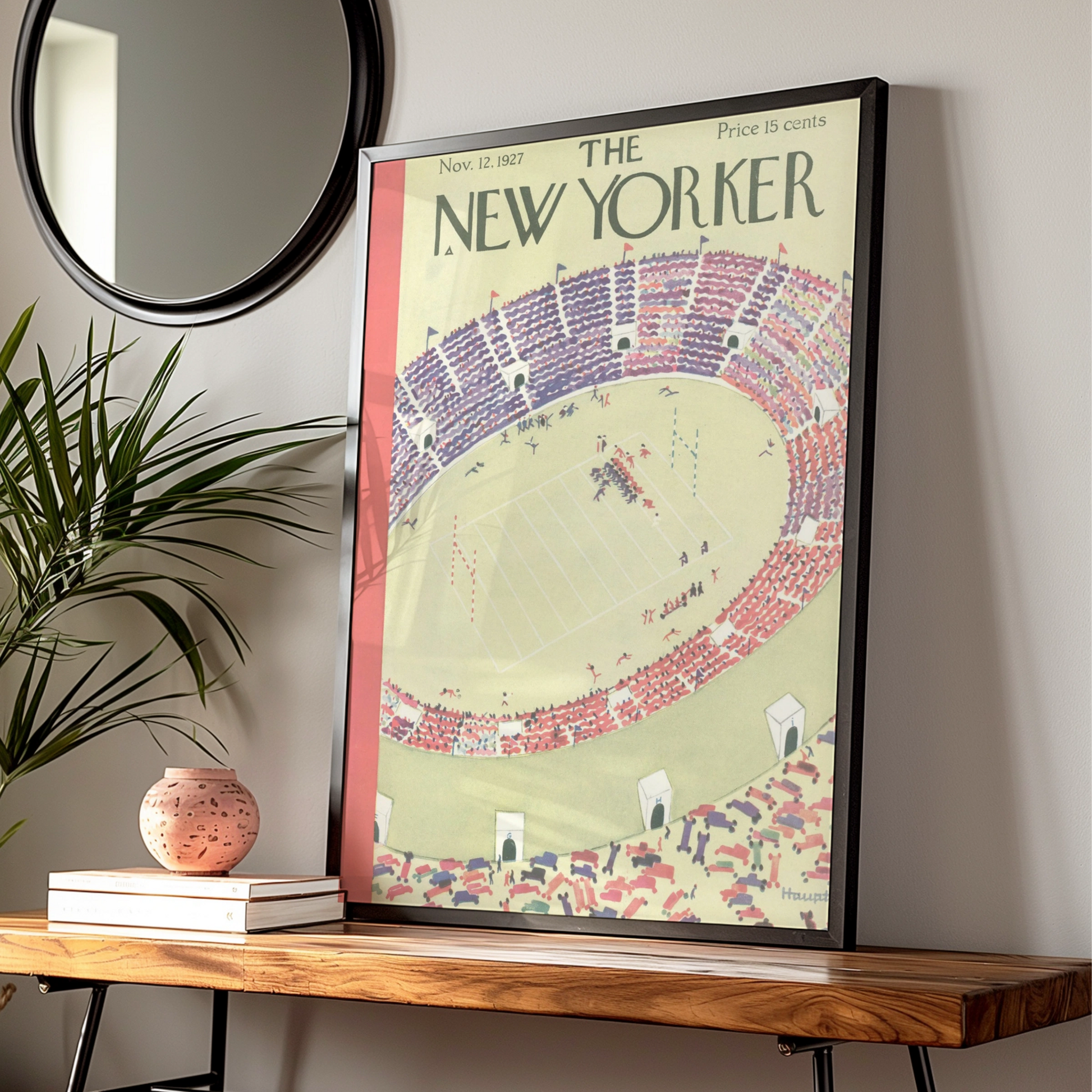The New Yorker 1927 Football Stadium Poster, Vintage Sports Wall Art Print