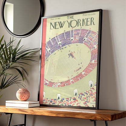 The New Yorker 1927 Football Stadium Poster, Vintage Sports Wall Art Print