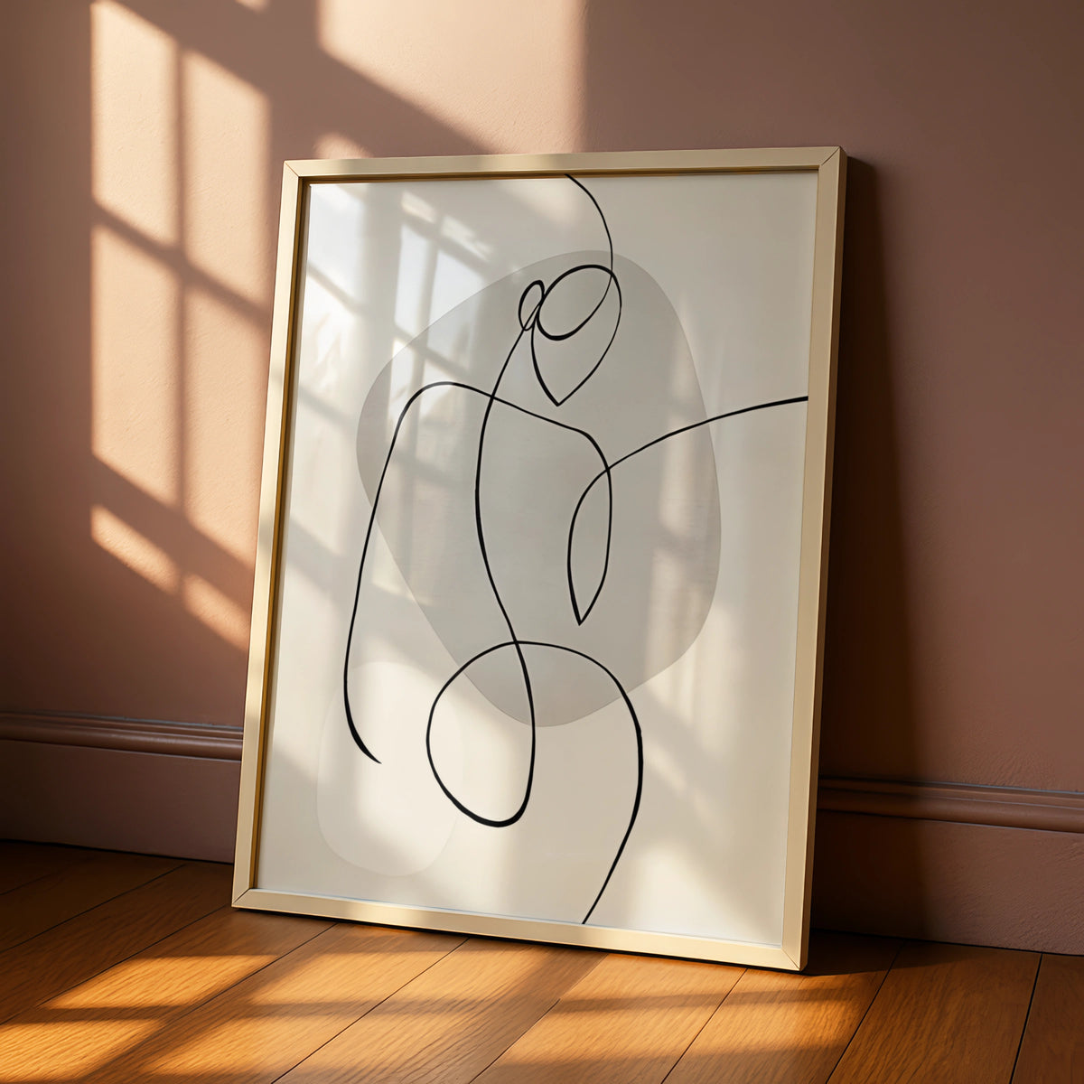 Abstract Line Art Figure Print, Monochrome Wall Art, Minimalist Black White Poster, Modern Neutral