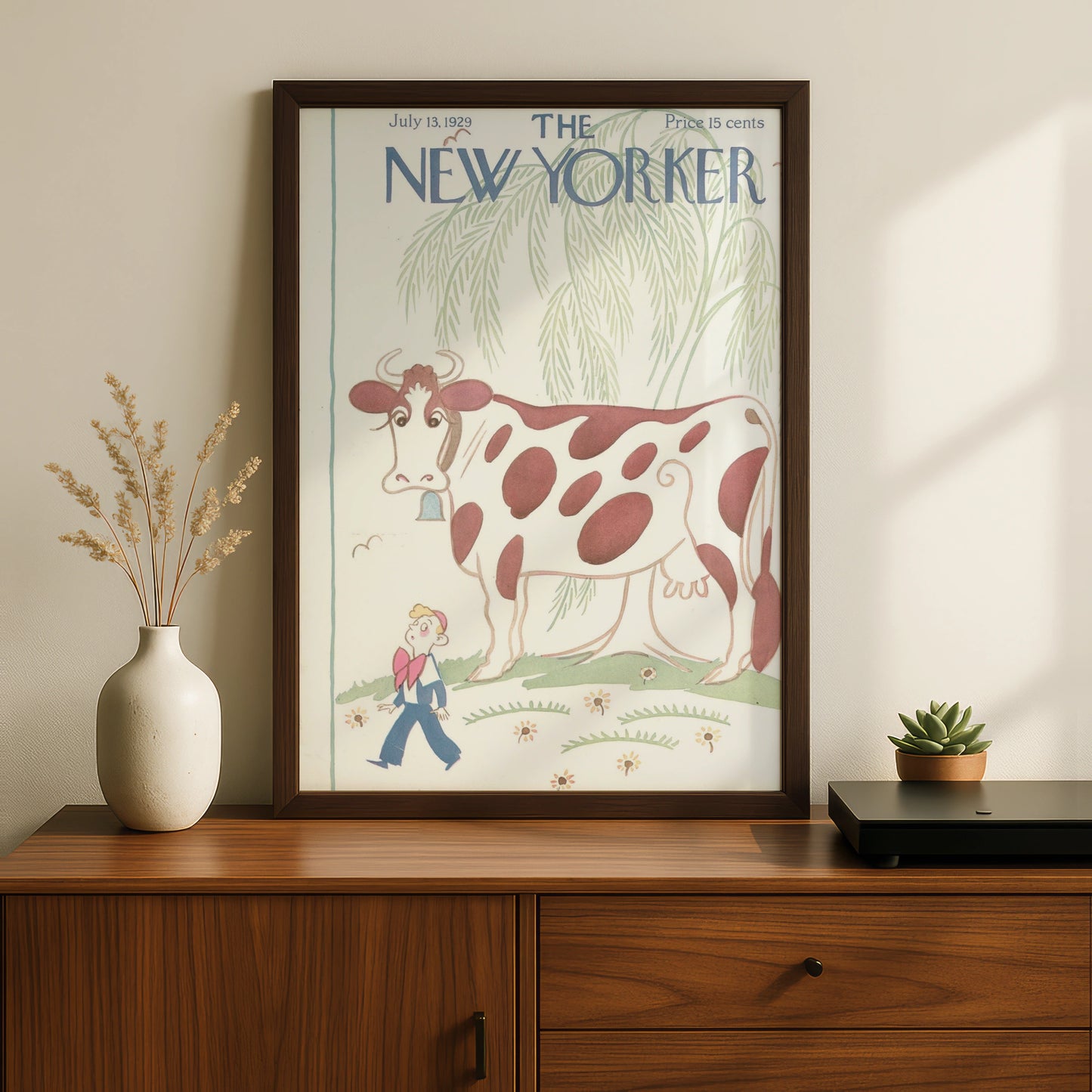 New Yorker 1929 Cow Cover Poster, Vintage Magazine Wall Art, Retro Farm Print