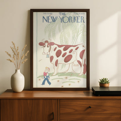 New Yorker 1929 Cow Cover Poster, Vintage Magazine Wall Art, Retro Farm Print